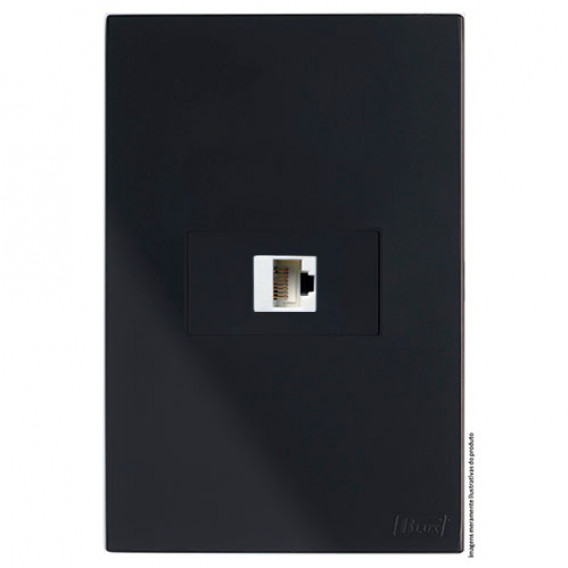 Conjunto RJ45 Cat5 Internet Horizontal 4x2 - RECTA Preto Black Satin Fosco Conjunto RJ45 Cat5 Internet Horizontal 4x2 - RECTA Preto Black Satin Fosco